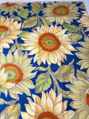Vintage Sunflower Print Cotton Fabric 20x34" Sewing Crafts Quilting